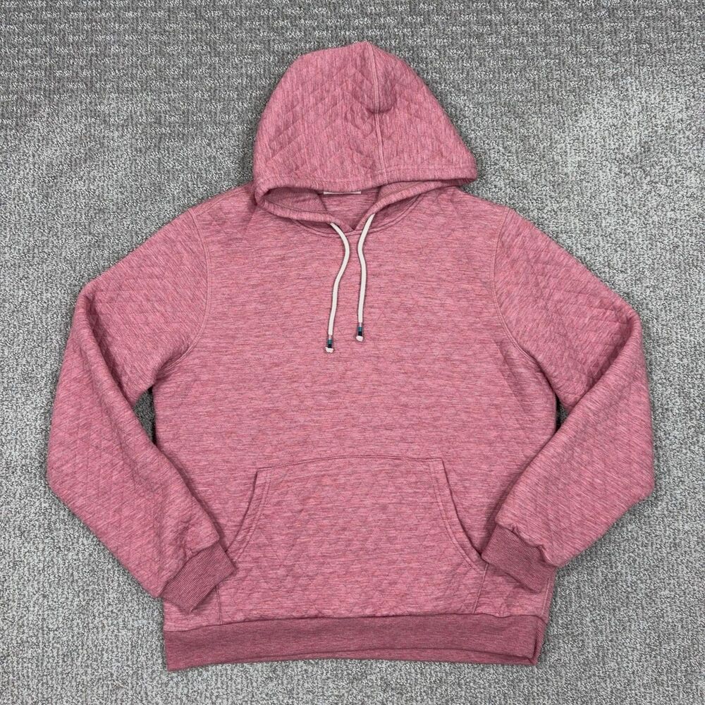 Marine Layer Hoodie Mens Large Pink Quilted Pullover Kangaroo Pocket Athleisure